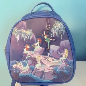 Loungefly Mermaid Lagoon Disney Peter Pan mini backpack purse EUC